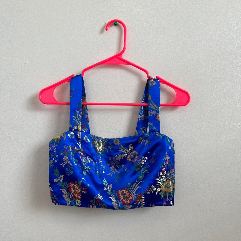 Forever 21 Embroidered Crop Top, Blue